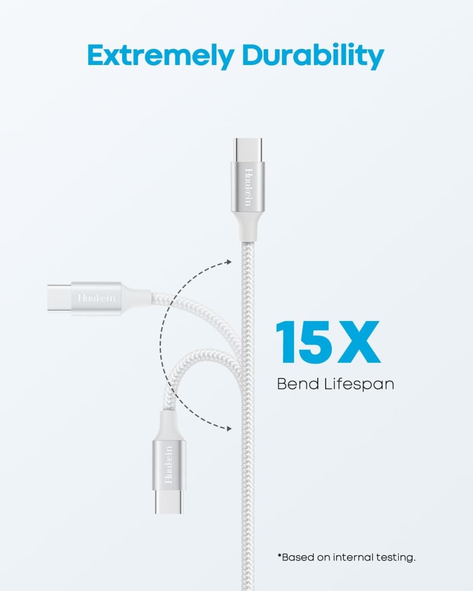 Huukein White USB C Cable 15ft, Extra Long USB A to USB C Cable Fast Charging Type C Cable, USBC Charger Cord for iPhone 15 Pro Max Plus, for Samsung Galaxy S22 S21 S20 S10 Note 20 10 thumbnail 4