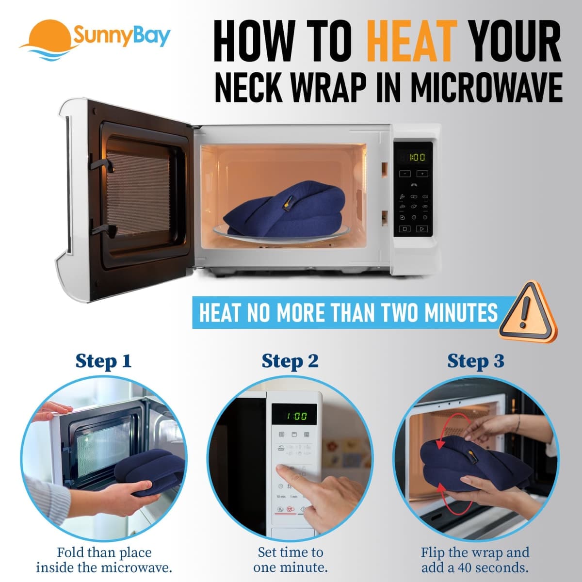 Microwave Heating Pad for Neck and Shoulders - Non Electric Heated Neck Pillow - Microwavable Neck Brace for Sleeping - Heat Packs for Pain Relief - Wheat Filled Bean Bag by Sunnybay (Navy Blue) thumbnail 5