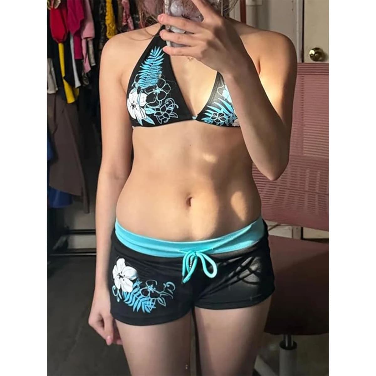 2 Piece Y2k Halter Bikini Sets Women Sexy Swimsuit Beach Sets Cute Summer Going Out Outfits 2025 Vacation 2000s, Black, Medium thumbnail 3
