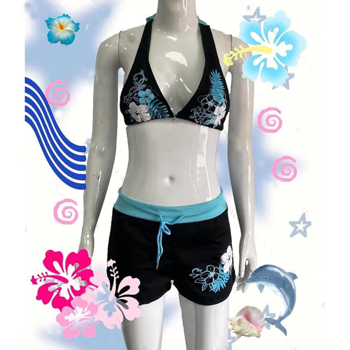 2 Piece Y2k Halter Bikini Sets Women Sexy Swimsuit Beach Sets Cute Summer Going Out Outfits 2025 Vacation 2000s, Black, Medium thumbnail 4