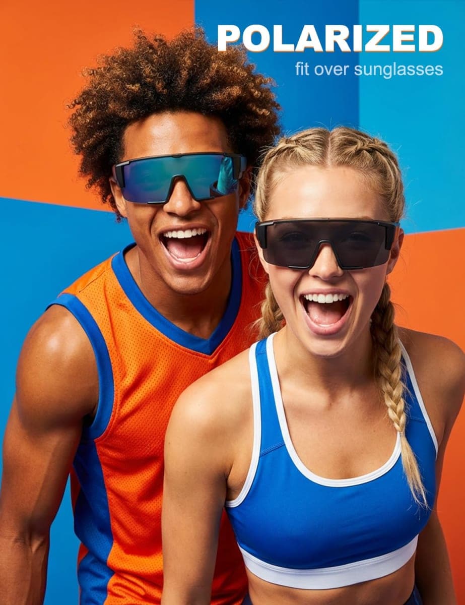 OULAIQI Polarized Fit Over Glasses Sunglasses for Men Women,UV400 Sun Glasses Sports Wrap Around for Driving Cycling Fishing, Black, Total Width:5.7*2.1 in thumbnail 3