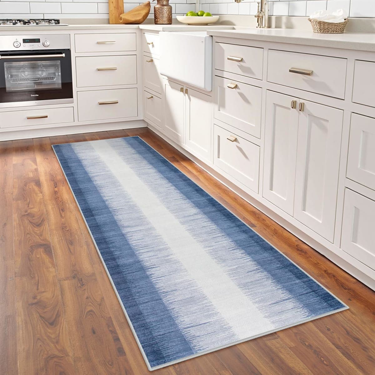 Lahome Ombre Carpet Runners for Hallways 8ft, Blue Kitchen Runner Rugs Non Skid Washable 3x8 Runner Rug Ultra-Thin, Modern Print Soft Home Decor for Bedroom Bathroom Laundry Juliette thumbnail 2