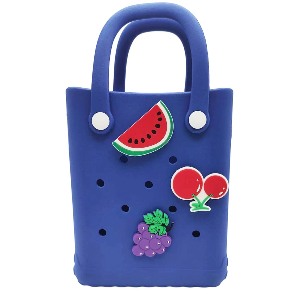 Small Rubber Beach Bag Waterproof Mini Eva Tote Pool Bag With Holes and Crossbody Strap For Women (DARK BLUE (no strap)) — image 1