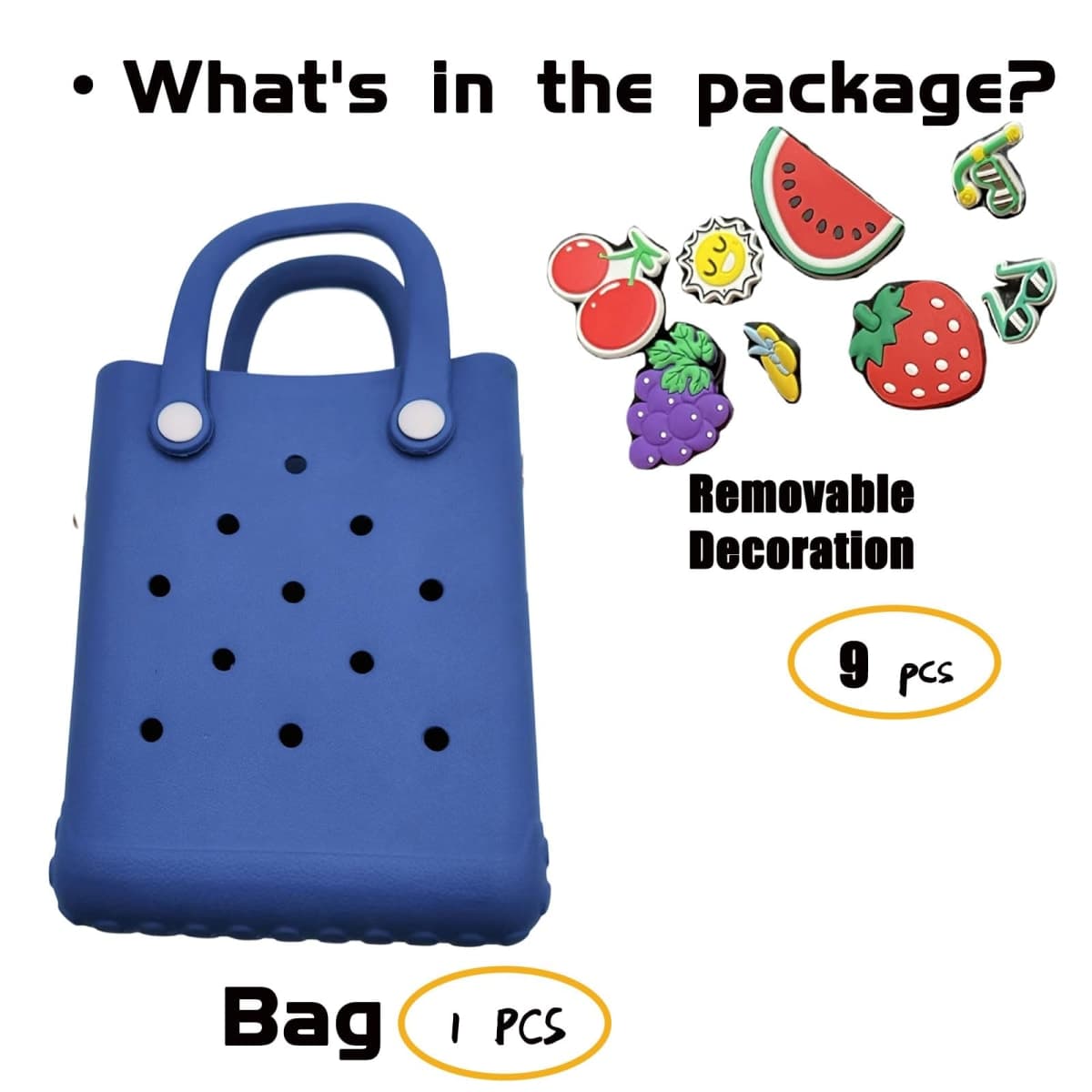 Small Rubber Beach Bag Waterproof Mini Eva Tote Pool Bag With Holes and Crossbody Strap For Women (DARK BLUE (no strap)) thumbnail 4