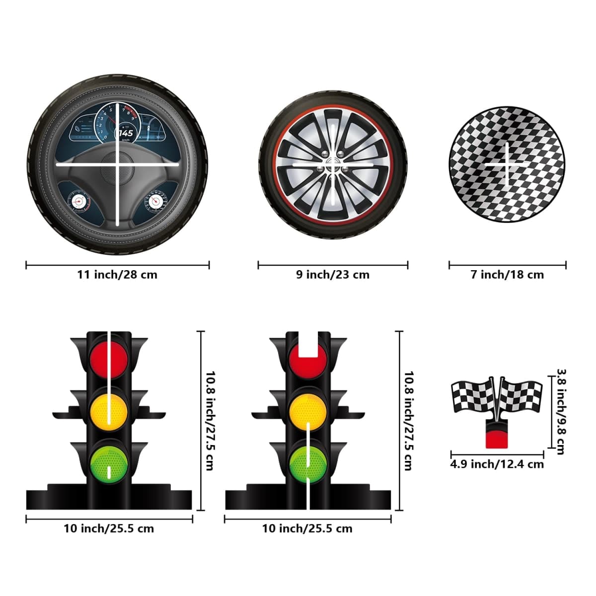 3-Tier Racing Car Party Cake Stand,Traffic Light Design,Checkered Flag Decoration,for Car-Themed Birthday and Racing Party Decorations thumbnail 2