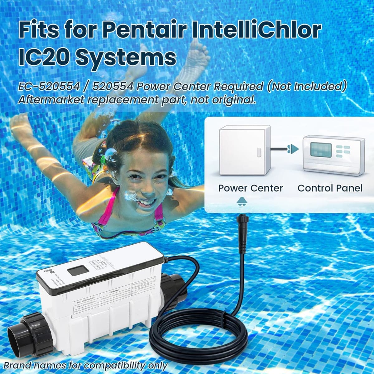 IC20 Salt Cell Saltwater Chlorine Generator,Replacement Cell Fit for Pentair IntelliChlor IC20,EC-520554 520554 Power Center,Salt Chlorinator System for Inground Pools up to 20,000 Gallons thumbnail 2