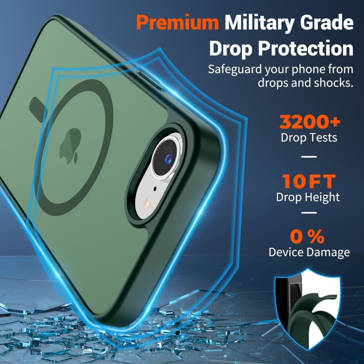 SUPFINE Magnetic for iPhone 16e Case (Compatible with MagSafe)(Military Grade Drop Protection) Slim Translucent Matte Shockproof with Anti-Fingerprint Phone Case,Forest Green thumbnail 3