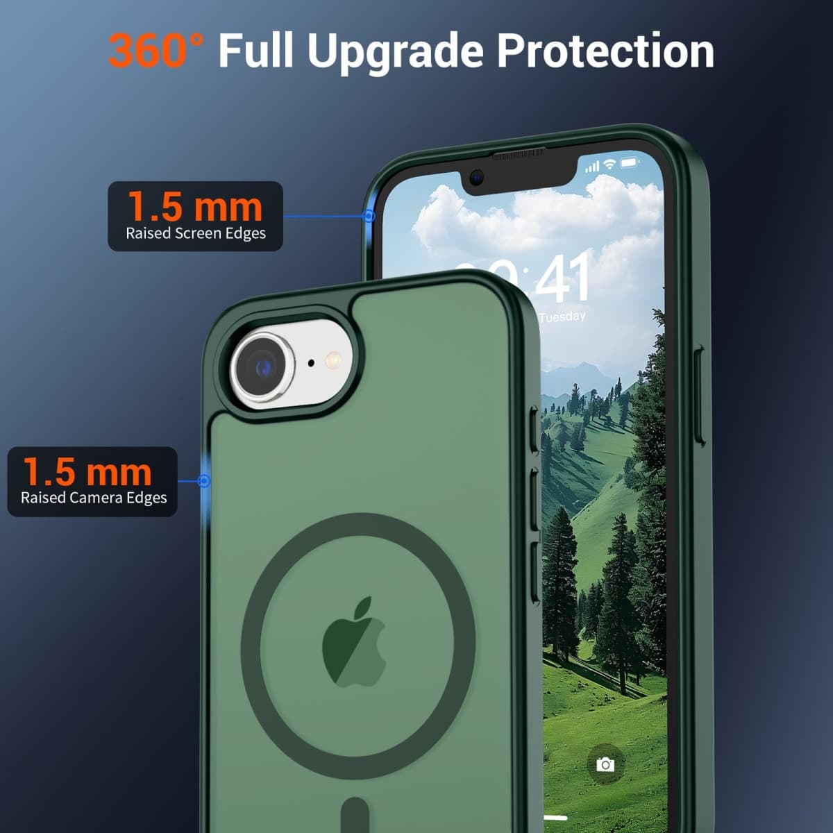 SUPFINE Magnetic for iPhone 16e Case (Compatible with MagSafe)(Military Grade Drop Protection) Slim Translucent Matte Shockproof with Anti-Fingerprint Phone Case,Forest Green thumbnail 4