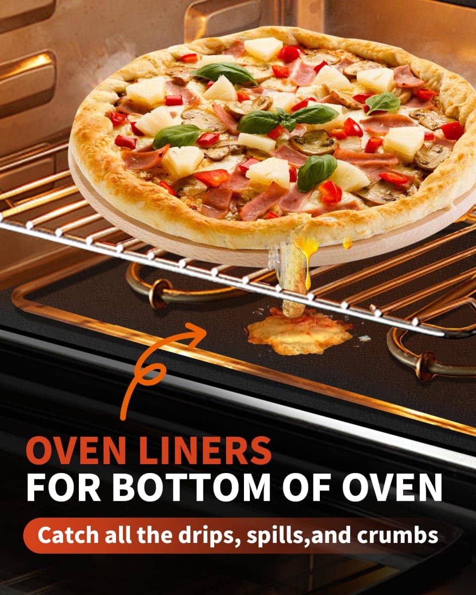 3 Pack Oven Liners for Bottom of Oven, 17x25 Large Heavy Duty Non-Stick Reusable Oven Mat for Electric, Gas, Toaster & Convection Ovens - BPA & PFOA Free, Dishwasher Safe, Kitchen Essentials, Black thumbnail 2