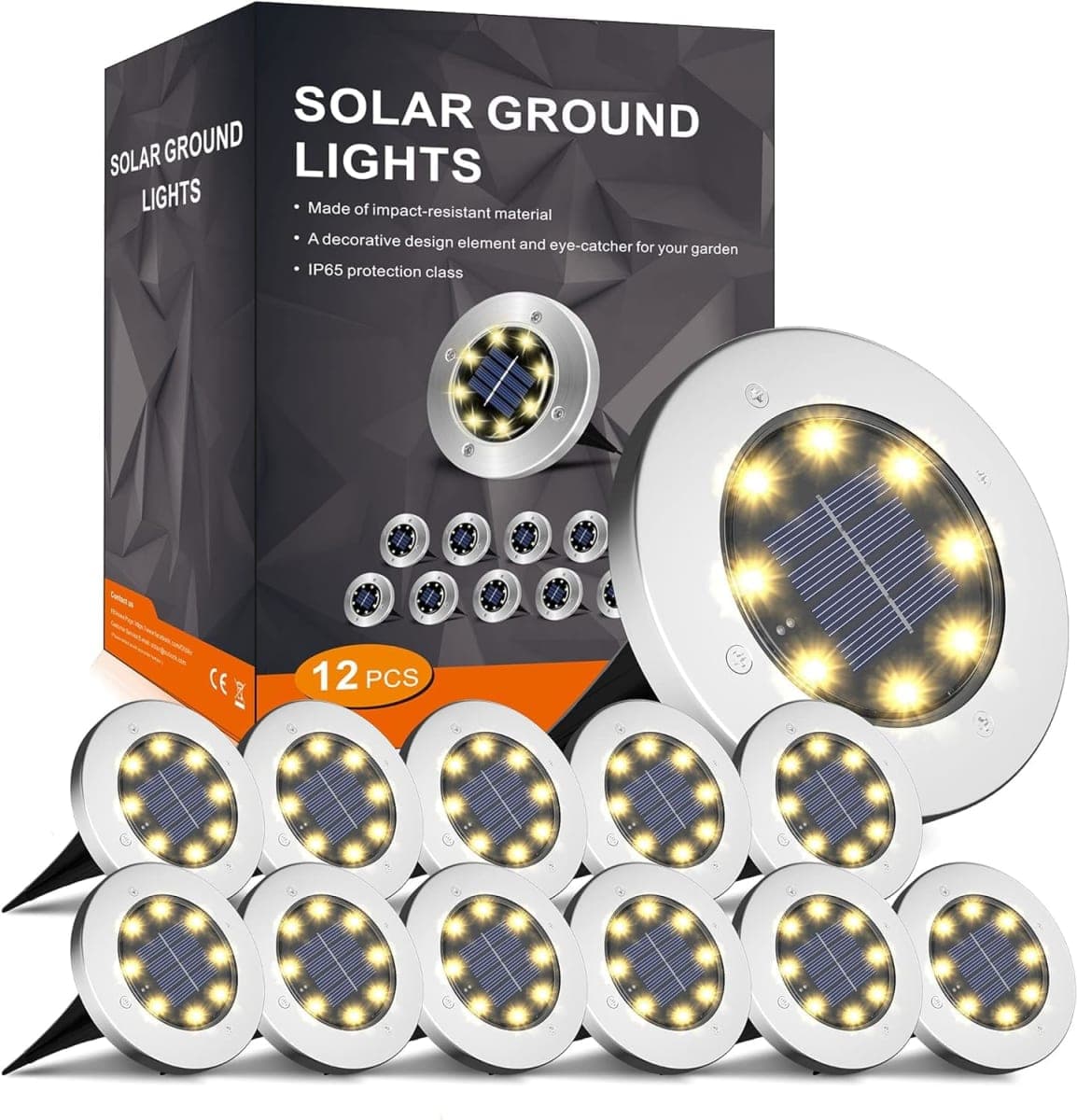 INCX 4.6 inch Solar Lights Outdoor Waterproof,12 Pack Solar Lights for Outside, Solar Garden Lights Landscape Lighting for Patio Pathway Lawn Yard Deck Driveway Walkway, Warm White — image 1