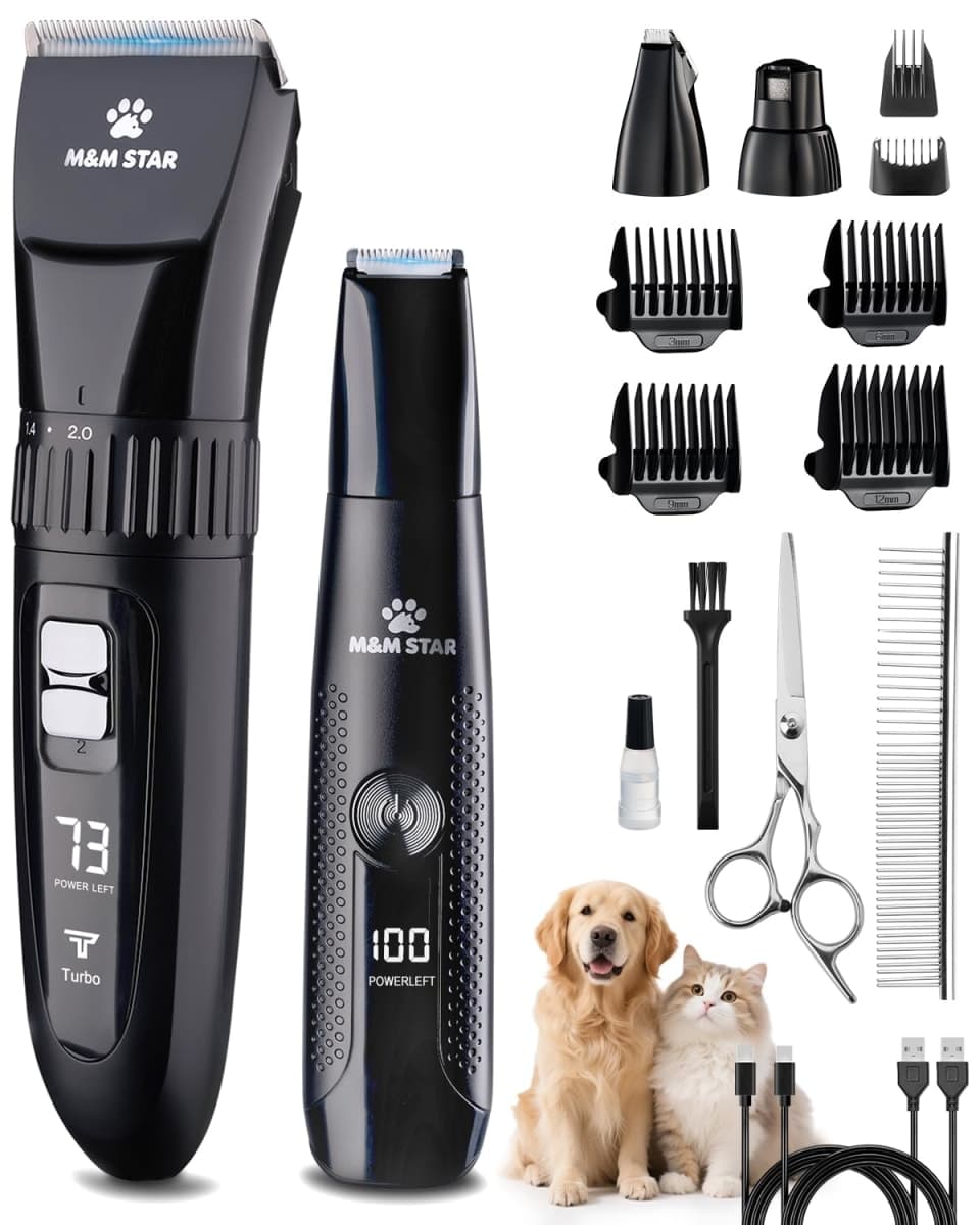 M&M STAR Dog Grooming Kit Quiet Dog Clippers for Grooming Heavy Thick Coats — image 1