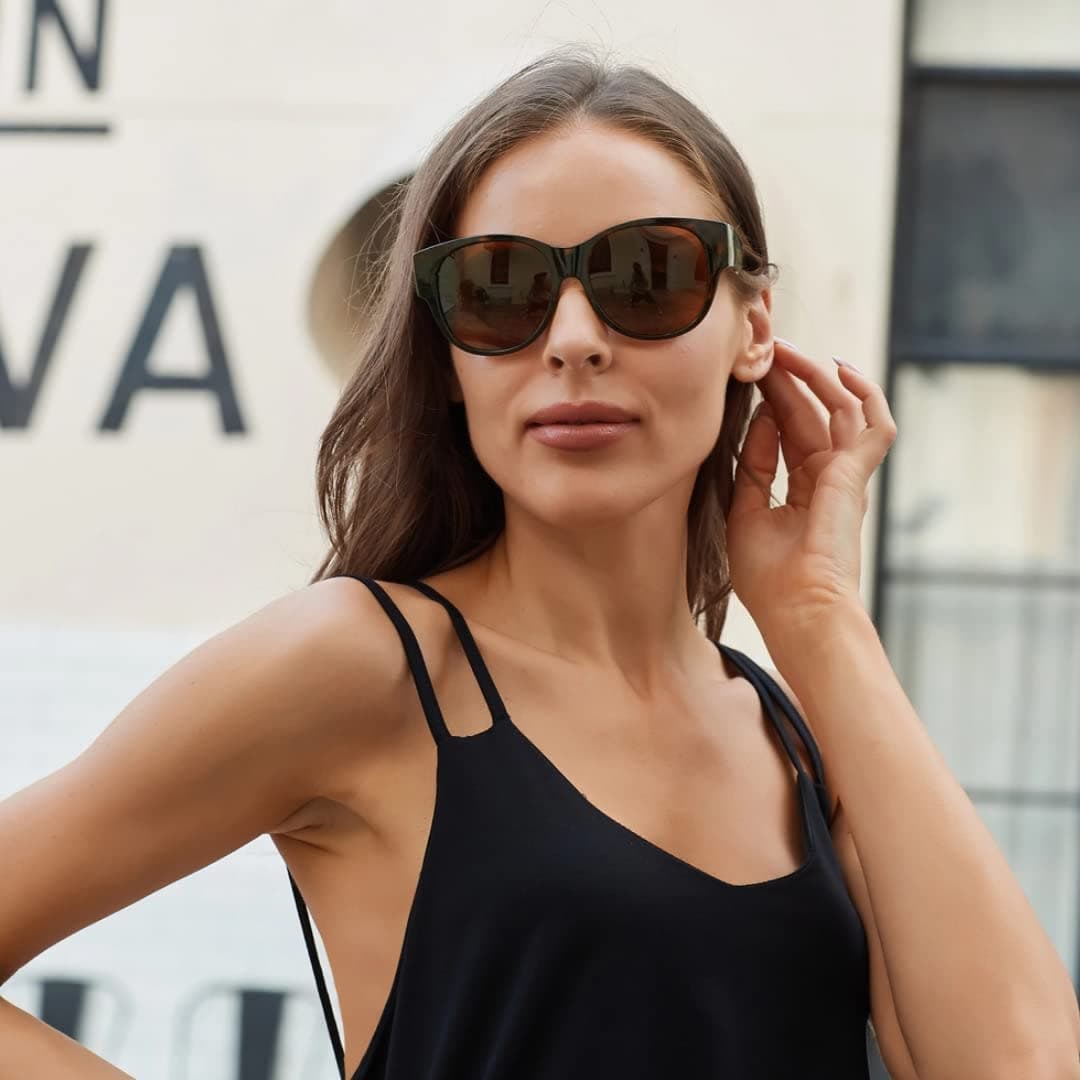 Face Shadow Polarized Fit Over Glasses for Women Men,Oversized Trendy Square UV Protection Sunglasses for Driving Riding thumbnail 3