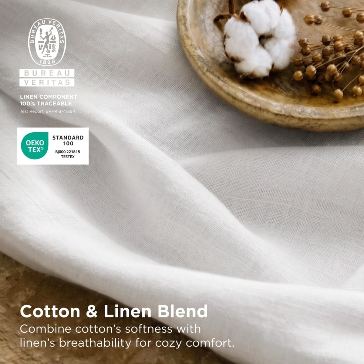 Bedsure Linen Duvet Cover King - Linen Cotton Blend Duvet Cover Set, Linen Color, 3 Pieces, 1 Duvet Cover 104 x 90 Inches and 2 Pillowcases, Comforter Sold Separately thumbnail 2