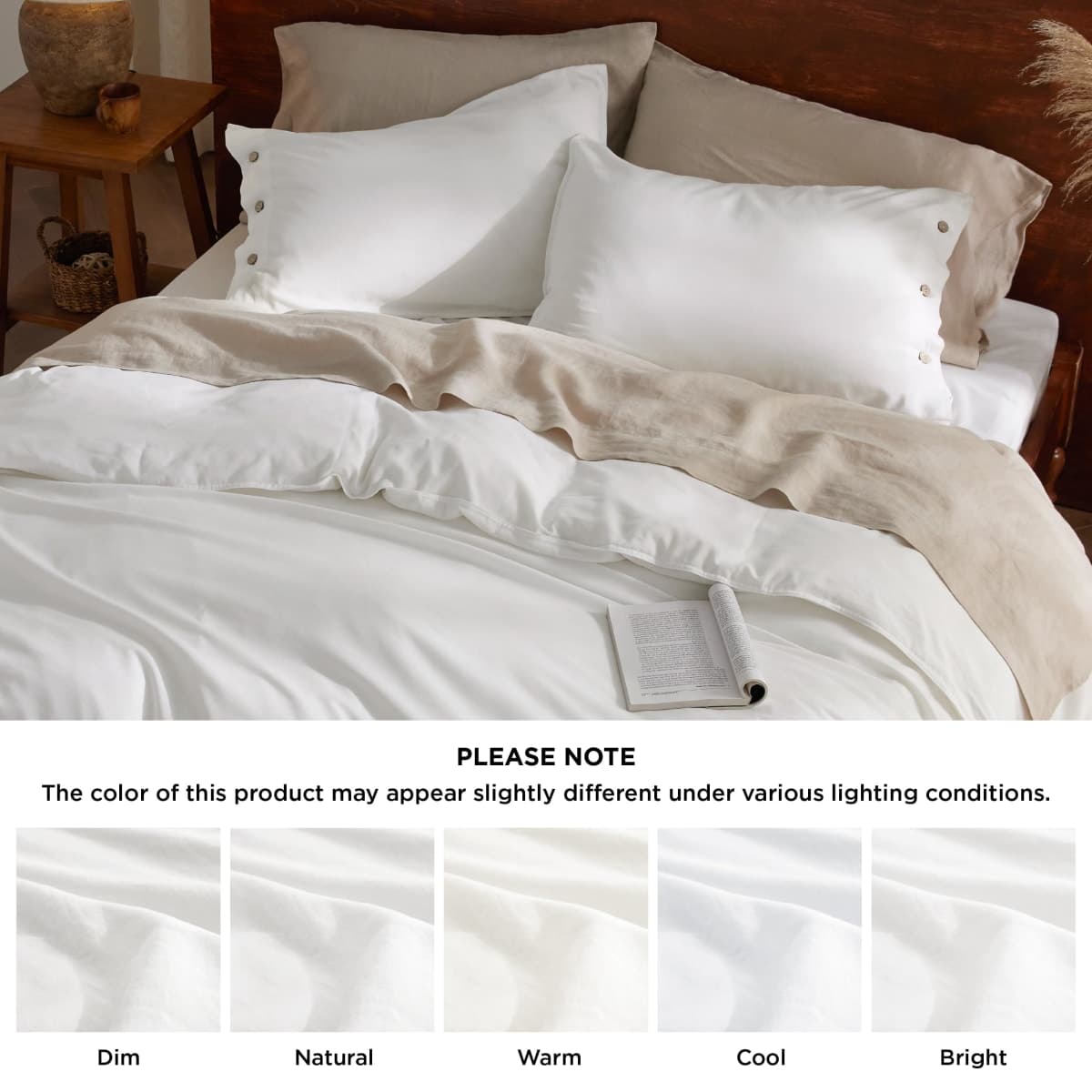 Bedsure Linen Duvet Cover King - Linen Cotton Blend Duvet Cover Set, Linen Color, 3 Pieces, 1 Duvet Cover 104 x 90 Inches and 2 Pillowcases, Comforter Sold Separately thumbnail 4