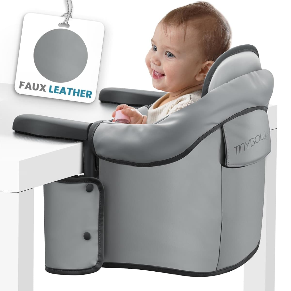 Elegant Faux Leather Hook-On High Chair for Baby - Portable Baby Seat for Eating, Travel and Table Attachment — image 1