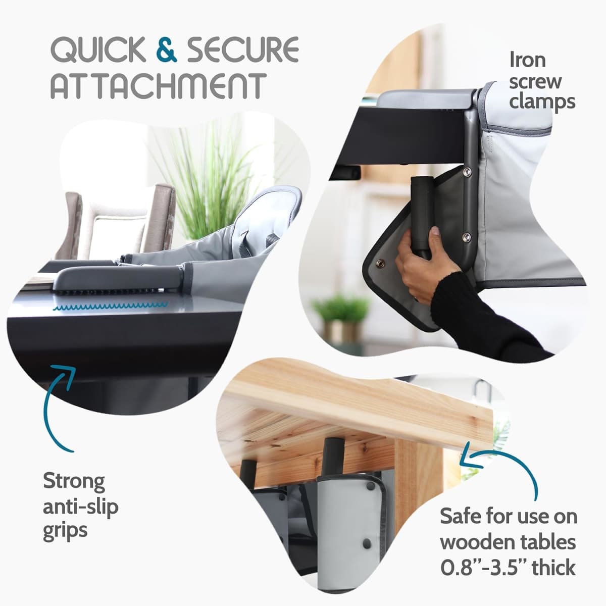 Elegant Faux Leather Hook-On High Chair for Baby - Portable Baby Seat for Eating, Travel and Table Attachment thumbnail 3