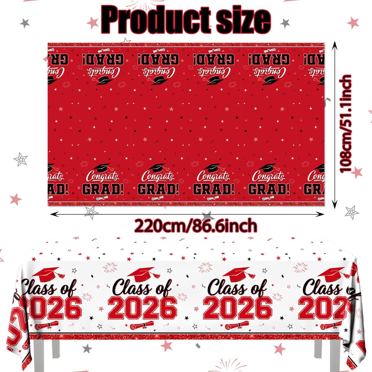YTGUVBK Graduation Tablecloth (Red) thumbnail 5