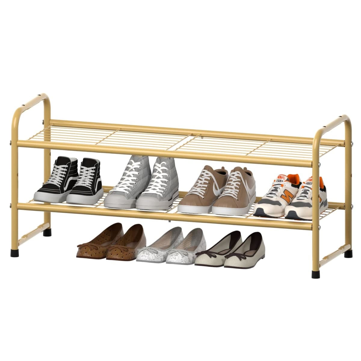 SUFAUY Shoes Rack Shelf for Closet Metal Stackable Shoe Organizer, Expandable & Adjustable Storage Shelves, Wire Grid, 5-Tier, Gold — image 1