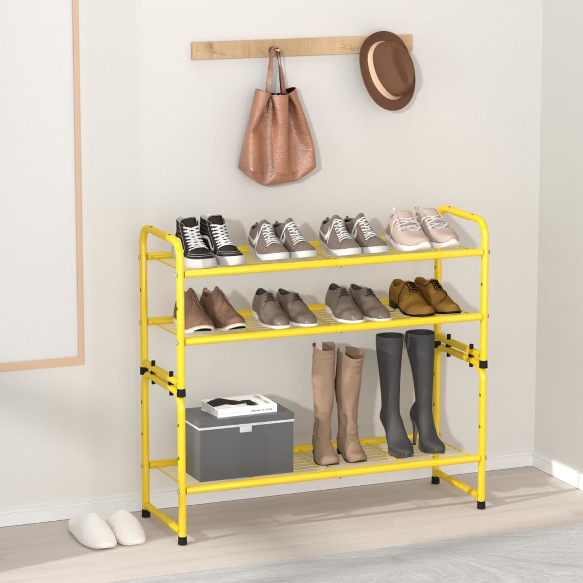 SUFAUY Shoes Rack Shelf for Closet Metal Stackable Shoe Organizer, Expandable & Adjustable Storage Shelves, Wire Grid, 5-Tier, Gold thumbnail 5