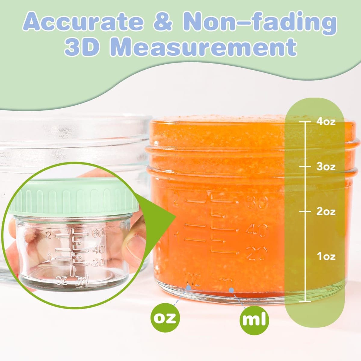 RowinsyDD 32-Pack Leakproof 4oz Glass Baby Food Jars With Lids - BPA Free, Freezer & Microwave Safe thumbnail 5