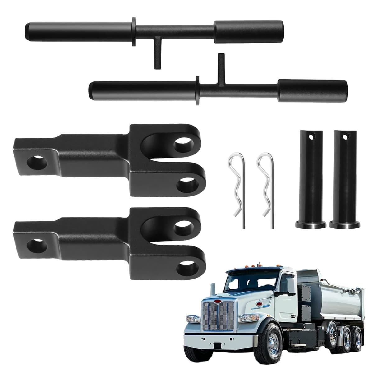 WFCYX 2 Sets A20-6013 Rev A Single Tow Hooks with Pull Pins A65-6008 & Tow Pin A65-6000 Fit for Peterbilt and Kenworth Trucks, Part Number#: A20-6013, A206013, 14264AA, A65-6008, A65-6000 — image 1