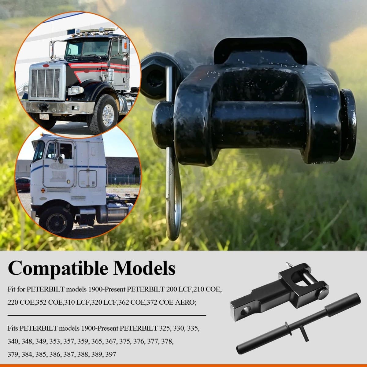 WFCYX 2 Sets A20-6013 Rev A Single Tow Hooks with Pull Pins A65-6008 & Tow Pin A65-6000 Fit for Peterbilt and Kenworth Trucks, Part Number#: A20-6013, A206013, 14264AA, A65-6008, A65-6000 thumbnail 3