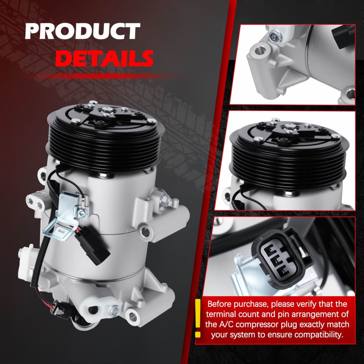 Autodevil AC Compressor Fit for 1.5L for CR-V 2017-2022, for Civic 2016-2021, Air Conditioning Compressor with Clutch Replace for 388105AAA01 198277 thumbnail 4
