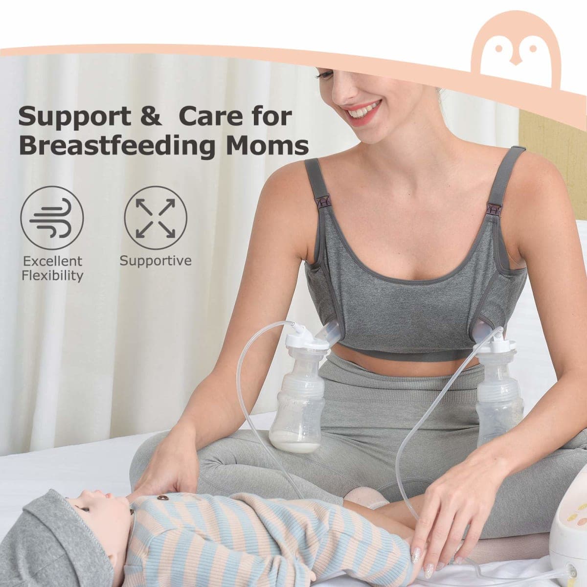 Momcozy Pumping Bra, Pumping Bra Hands Free 3 Pack Comfortable All Day Wear Pumping and Nursing Bra in One Holding Breast Pump for Spectra, Lansinoh, Medela thumbnail 2