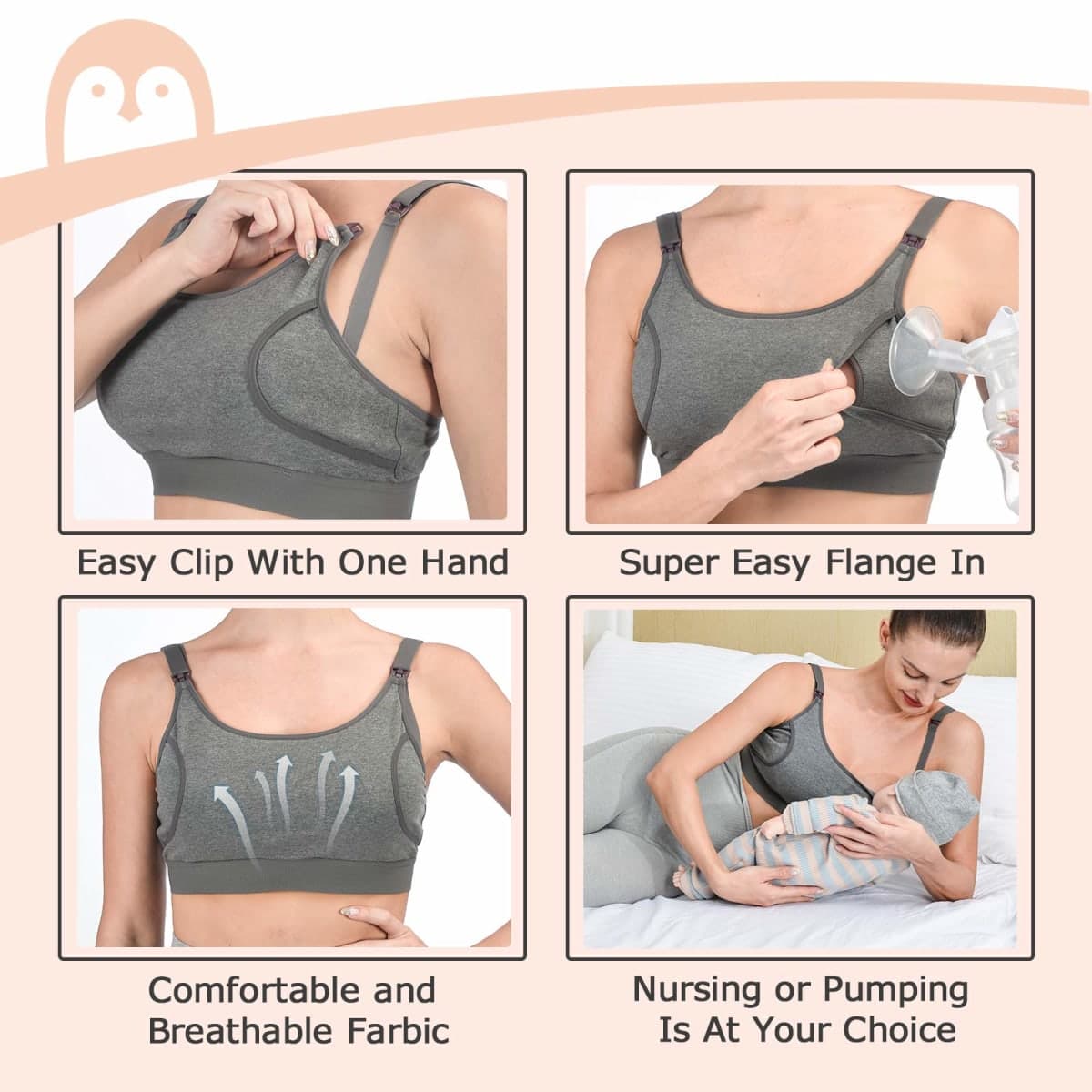 Momcozy Pumping Bra, Pumping Bra Hands Free 3 Pack Comfortable All Day Wear Pumping and Nursing Bra in One Holding Breast Pump for Spectra, Lansinoh, Medela thumbnail 3
