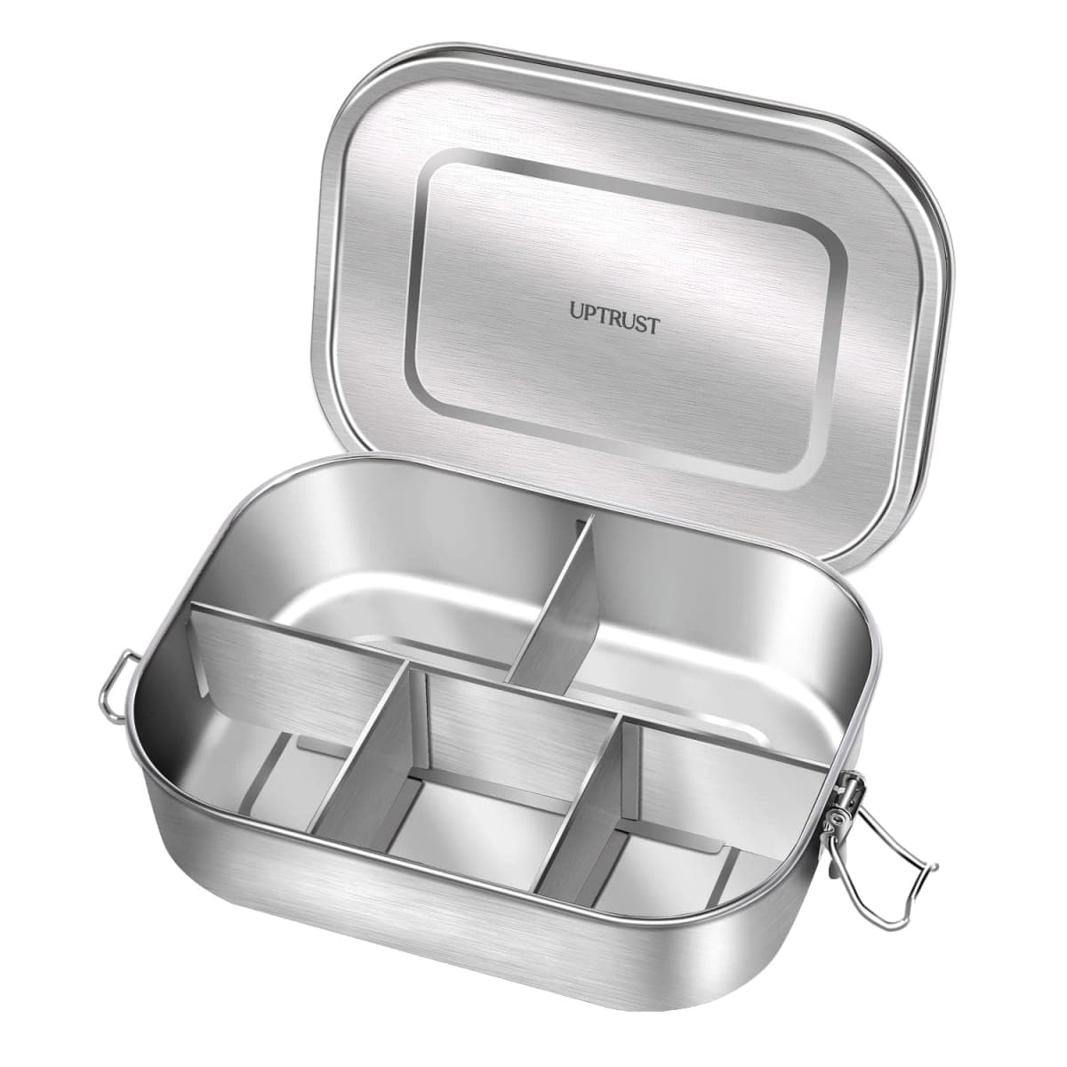UPTRUST Stainless Steel Bento Lunch Food Box Container, 5-Compartment Large 1400ML Metal Bento Lunch Box Container for Kids or Adults with Lockable Clips to Leak Proof — image 1