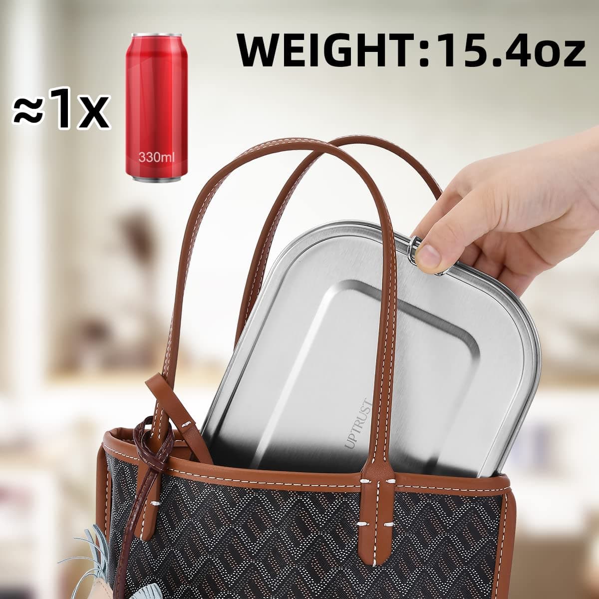 UPTRUST Stainless Steel Bento Lunch Food Box Container, 5-Compartment Large 1400ML Metal Bento Lunch Box Container for Kids or Adults with Lockable Clips to Leak Proof thumbnail 5