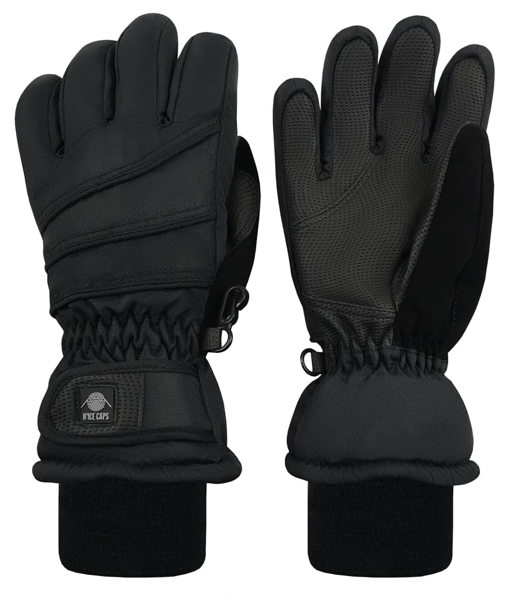 N'Ice Caps Kids Waterproof Thinsulate Warm Winter Snow Gloves, Black 1, 10-12 Years — image 1