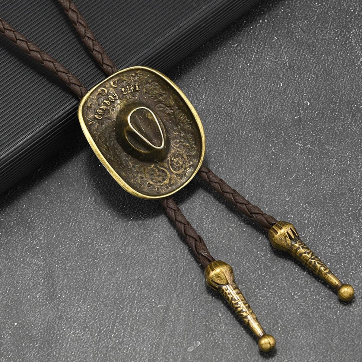 PRESTIGE VOYAGER western cowboy bolo tie for men leather tie gold drawstring halloween accessories for men women thumbnail 3