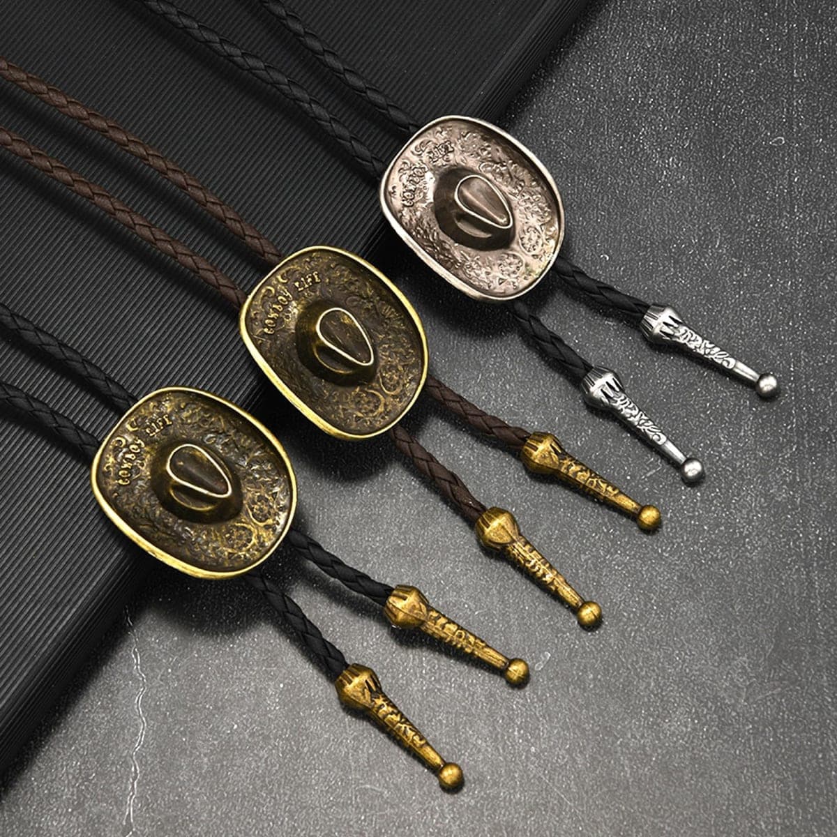 PRESTIGE VOYAGER western cowboy bolo tie for men leather tie gold drawstring halloween accessories for men women thumbnail 4