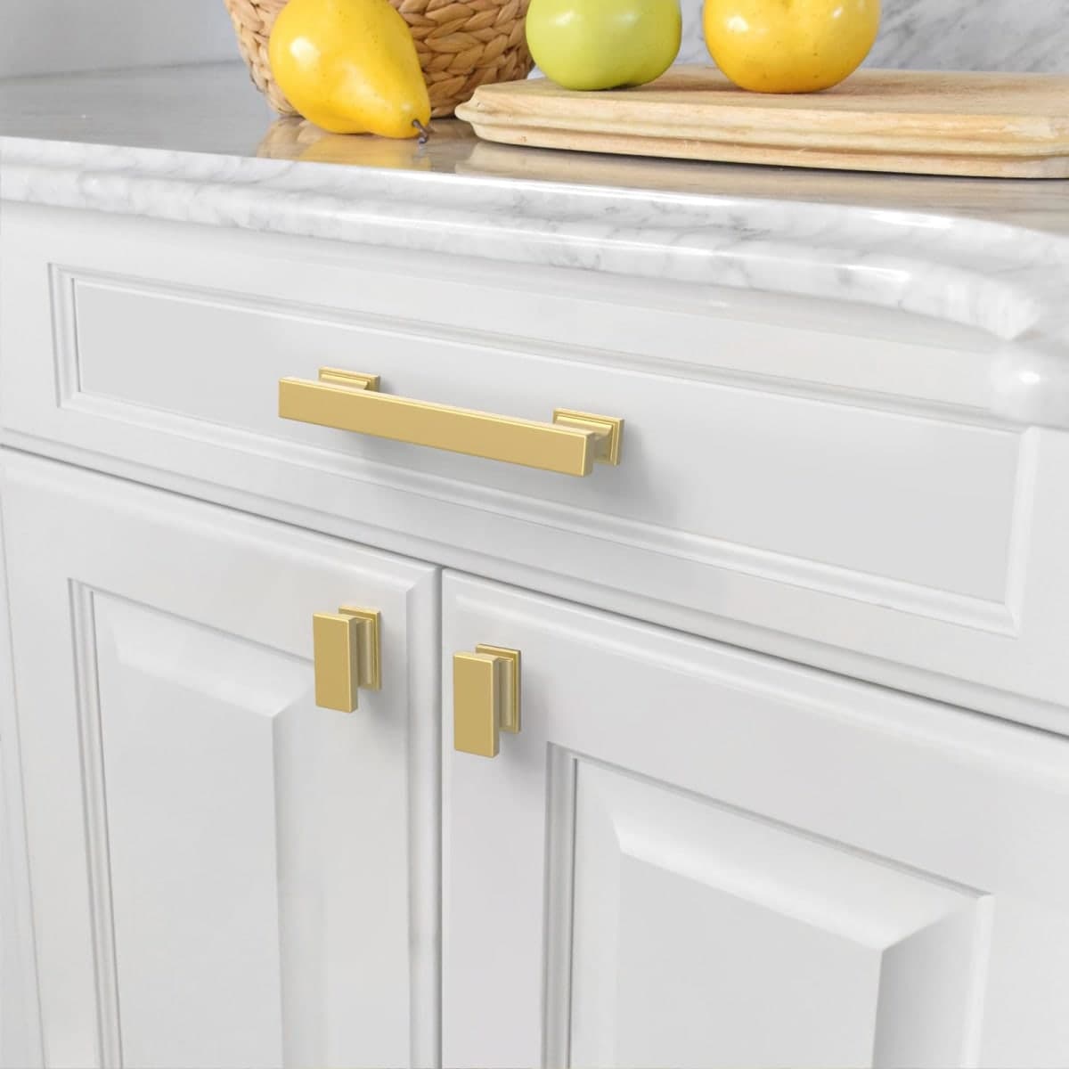 Amerdeco 10 Pack Brushed Gold Cabinet Pulls 3-3/4 Inch(96mm) Hole Center Drawer Pulls Cabinet Hardware Kitchen Cabinet Handles for Bathroom Dresser Pulls ZH00013 thumbnail 3