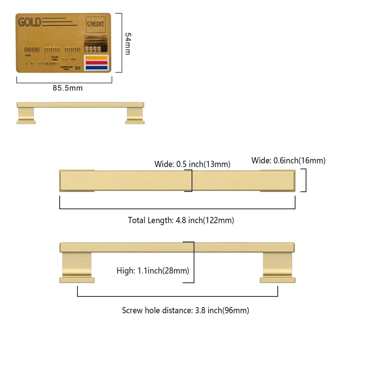 Amerdeco 10 Pack Brushed Gold Cabinet Pulls 3-3/4 Inch(96mm) Hole Center Drawer Pulls Cabinet Hardware Kitchen Cabinet Handles for Bathroom Dresser Pulls ZH00013 thumbnail 5