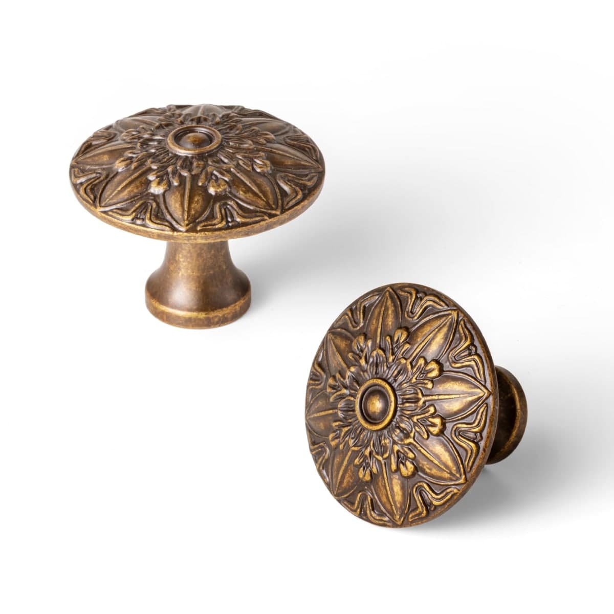 Deuschwer 6 Pack Champagne Bronze Cabinet Knobs, Sturdy Zinc Alloy Round Retro Style Dresser Knobs 9008GT — image 1