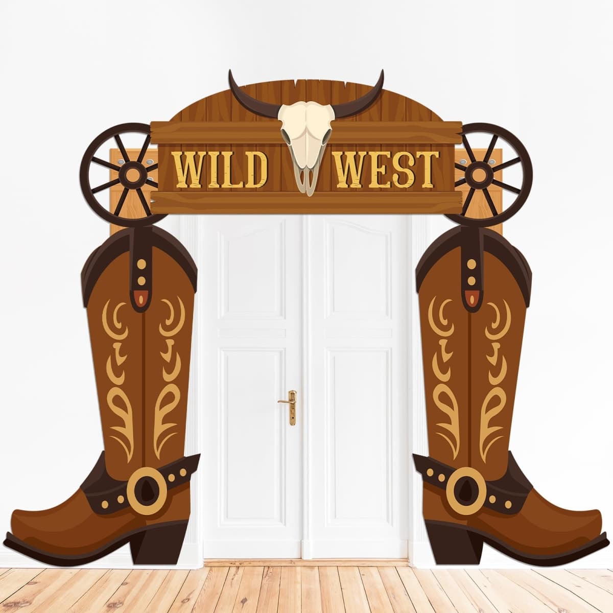 Wild Western Porch Banner West West Cowboy Party Door Decoration Cowboy Boot Hanging Banner Background Western Themed Saloon Porch Sign for Bar Birthday Photo Booth Props Favor Supplies — image 1