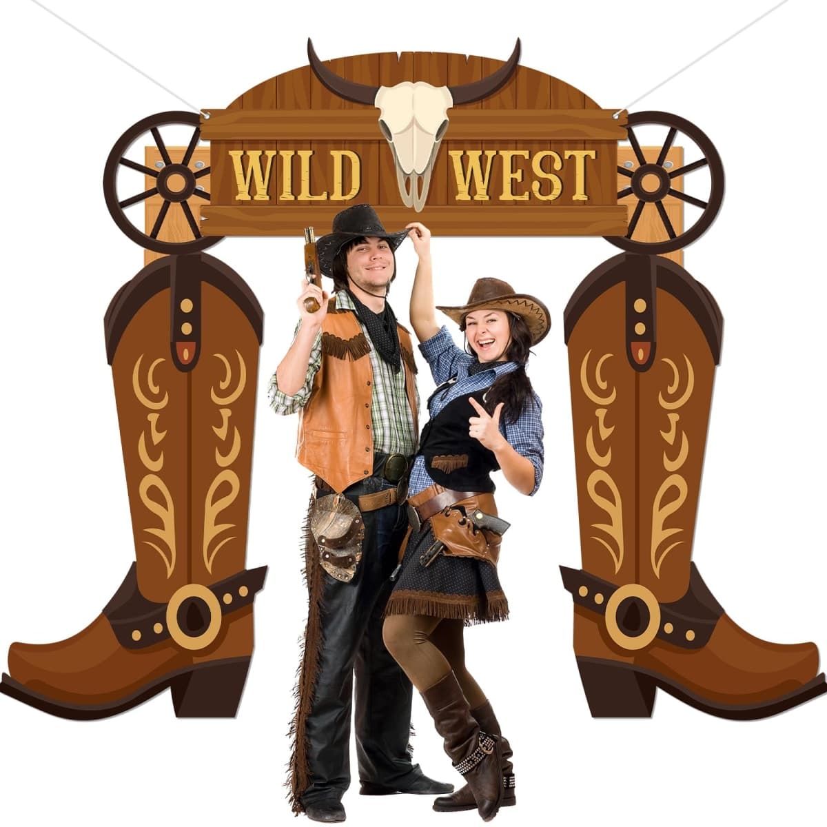 Wild Western Porch Banner West West Cowboy Party Door Decoration Cowboy Boot Hanging Banner Background Western Themed Saloon Porch Sign for Bar Birthday Photo Booth Props Favor Supplies thumbnail 5