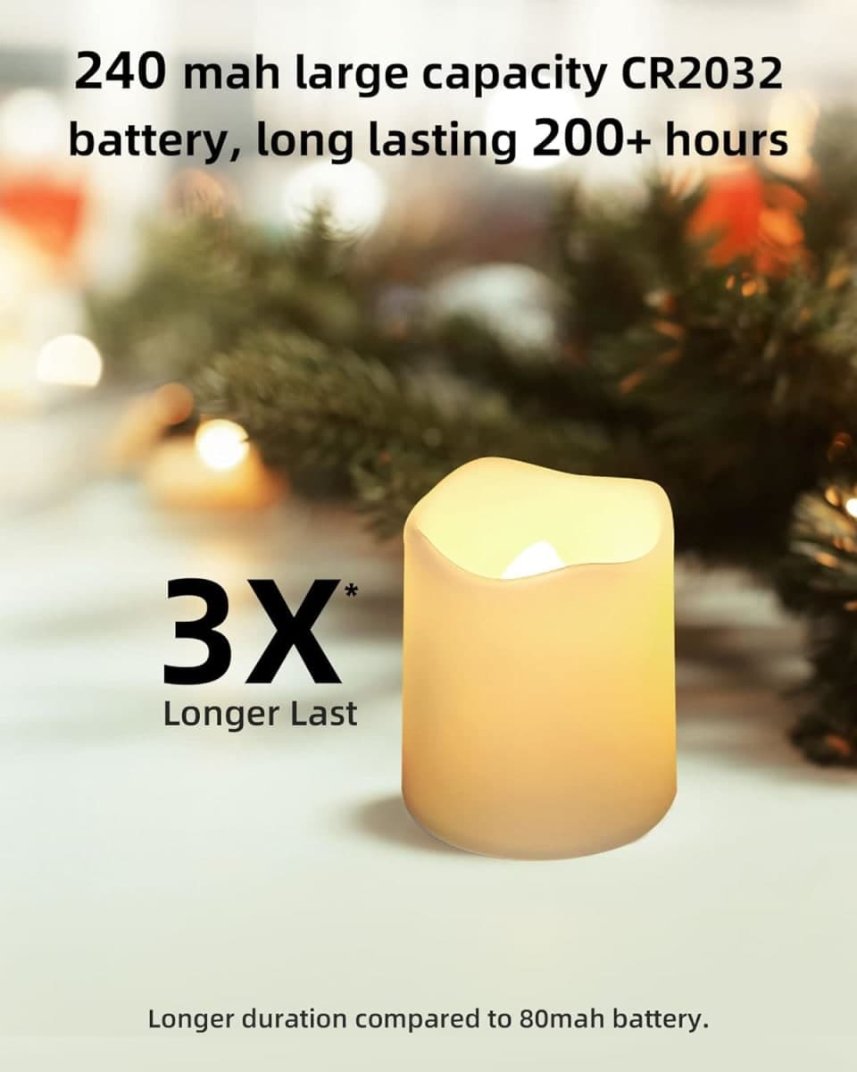 Flameless Votive Candles,Flameless Flickering Electric Fake Candle,24 Pack Battery Operated LED Tea Lights in Warm White for Wedding,Table,Festival Celebration,Halloween,Christmas Decorations thumbnail 3