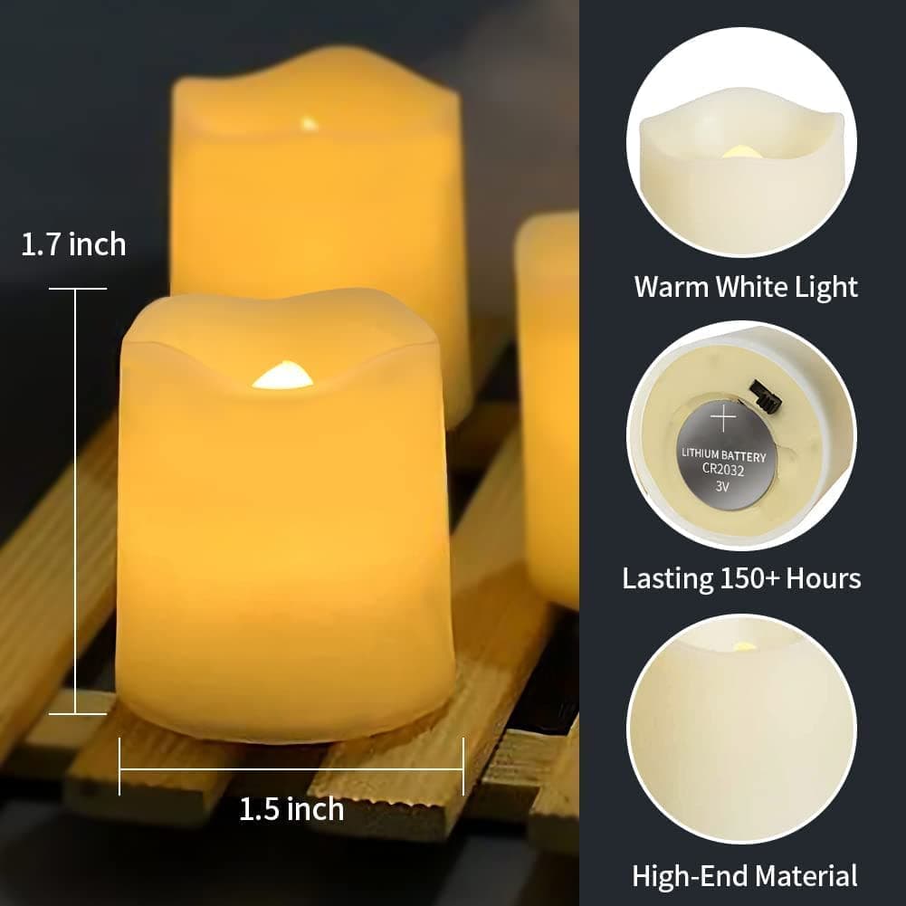 Flameless Votive Candles,Flameless Flickering Electric Fake Candle,24 Pack Battery Operated LED Tea Lights in Warm White for Wedding,Table,Festival Celebration,Halloween,Christmas Decorations thumbnail 4