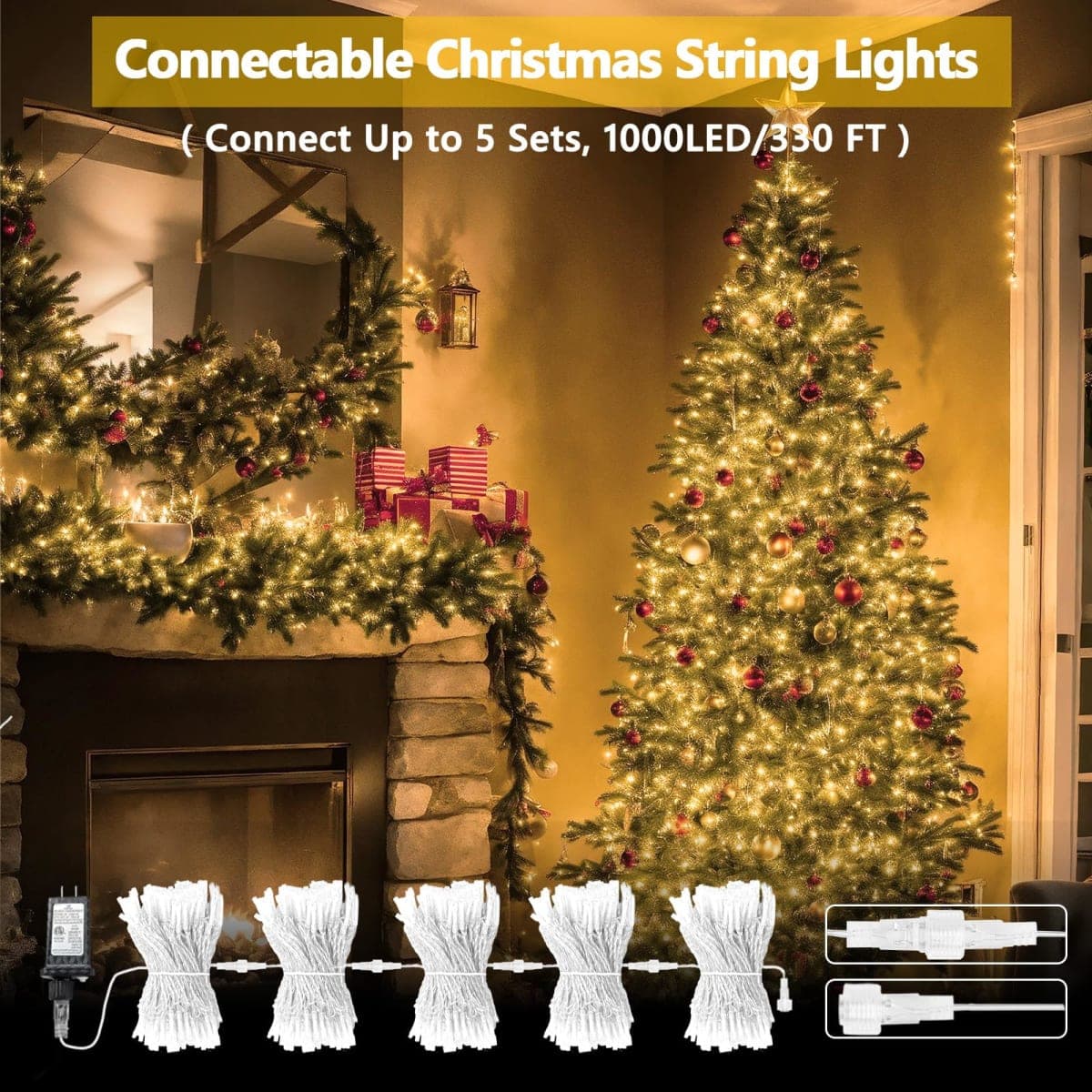 SANJICHA Upgraded Outdoor String Lights Waterproof Christmas Lights Dimmable 66FT 200LED Warm White Safety Plug in String Lights 8 Modes for Indoor Patio Wedding Garden Party Bedroom thumbnail 2