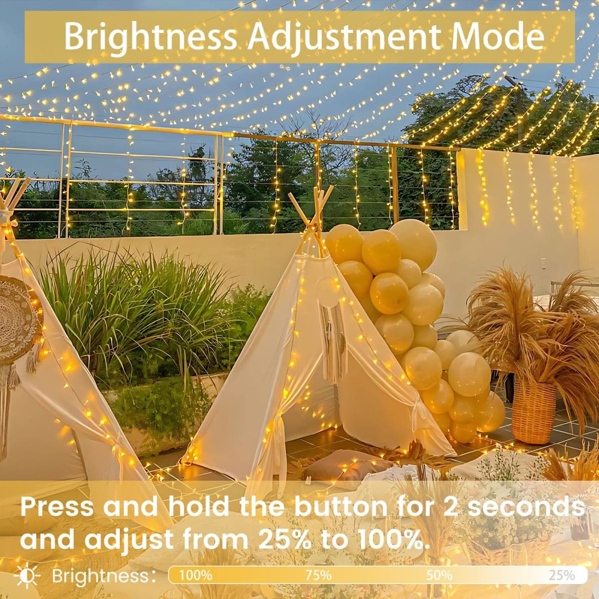 SANJICHA Upgraded Outdoor String Lights Waterproof Christmas Lights Dimmable 66FT 200LED Warm White Safety Plug in String Lights 8 Modes for Indoor Patio Wedding Garden Party Bedroom thumbnail 3