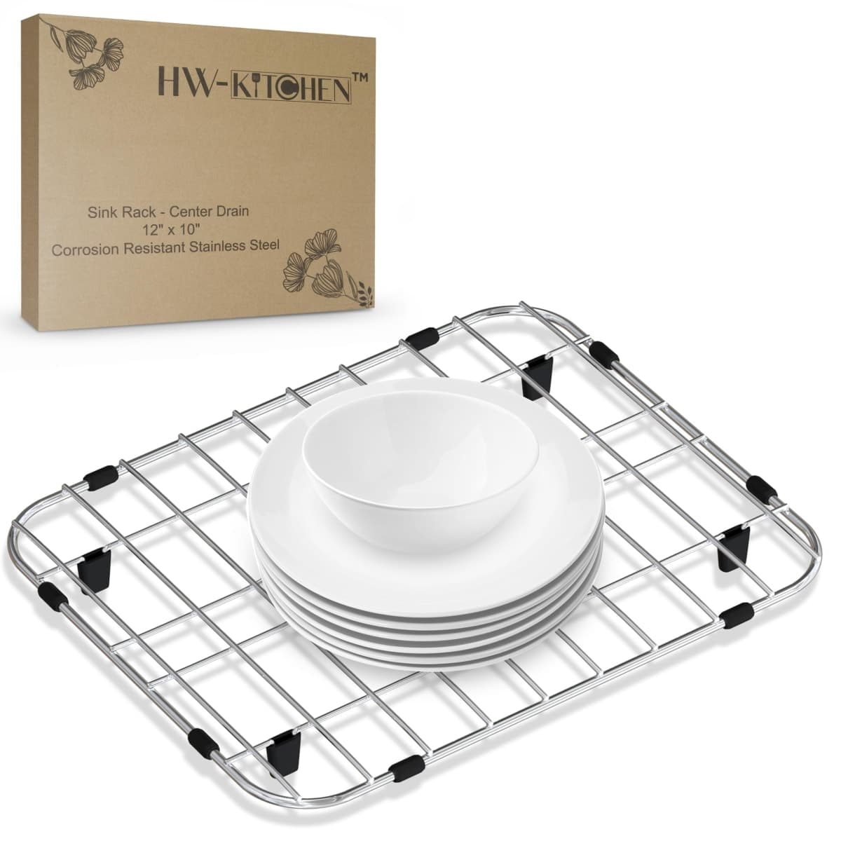 HW Kitchen 30.5cm x 25.4cm Stainless Steel Sink Rack - Agricultural Sink Protection, Mat, Dryer — image 1