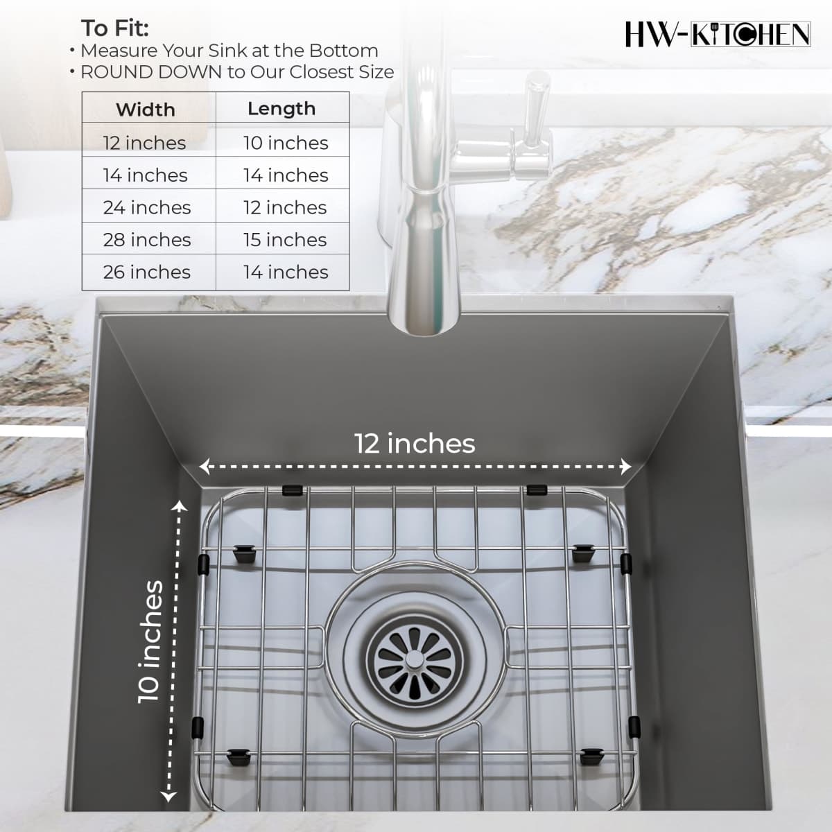 HW Kitchen 30.5cm x 25.4cm Stainless Steel Sink Rack - Agricultural Sink Protection, Mat, Dryer thumbnail 2