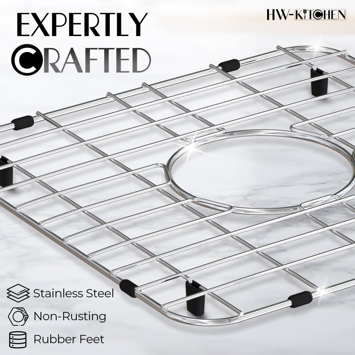 HW Kitchen 30.5cm x 25.4cm Stainless Steel Sink Rack - Agricultural Sink Protection, Mat, Dryer thumbnail 4
