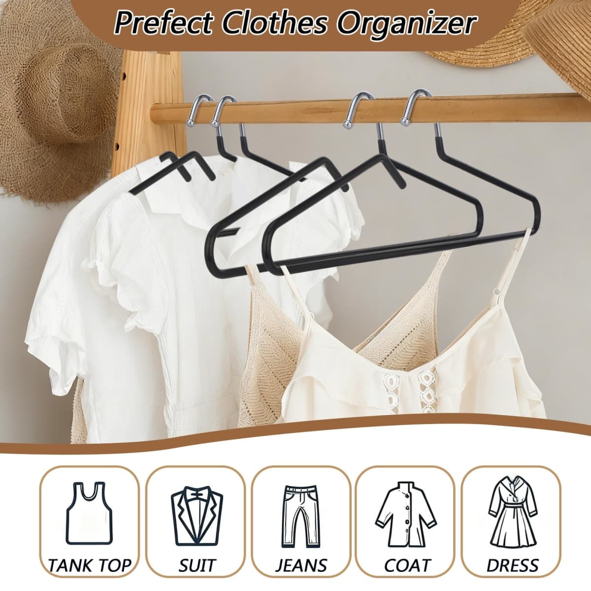 Leumoi 35 Pack Short Neck Hangers Non-Slip Metal Hangers for Clothes, Pants, Shirts, Tank Tops, Jackets, Space Saving, Short Neck Household Collar Protection (Black) thumbnail 4