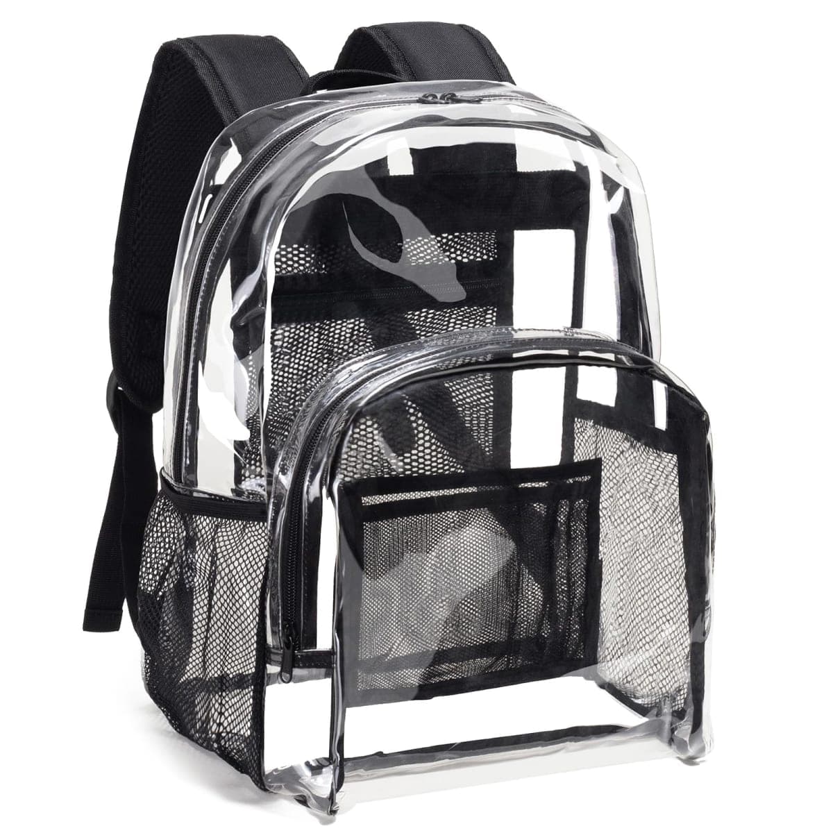 Vorspack Clear Backpack Heavy Duty - PVC Transparent Backpack Large Clear Book Bag for College Work, Black, Large, Clear — image 1