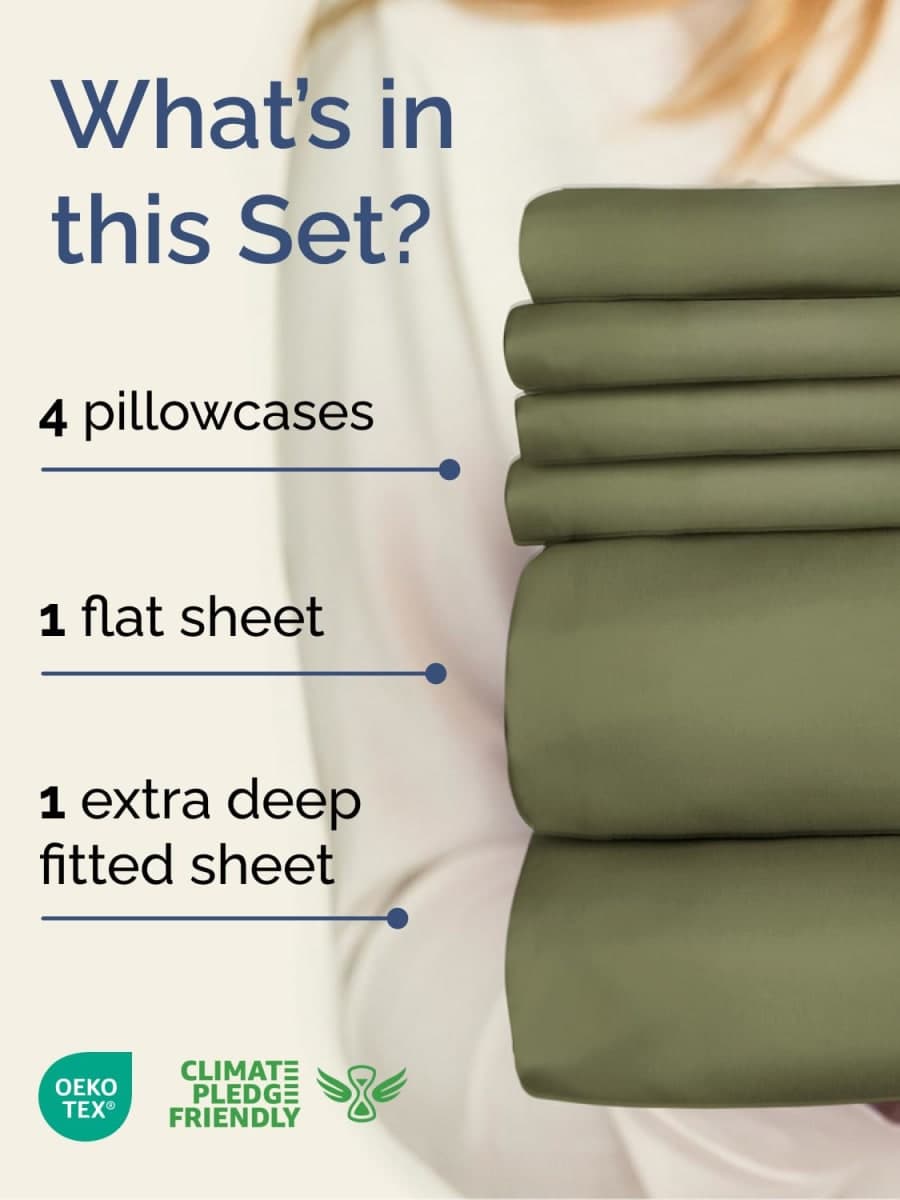 Extra Deep King Sheet Set - 6 Piece Breathable & Cooling Sheets - Hotel Luxury Bed Sheets Set - Easy & Secure Fit - Soft, Wrinkle Free & Comfy Sheets Set - Sage Green Sheet Set with Extra Deep Pockets thumbnail 2