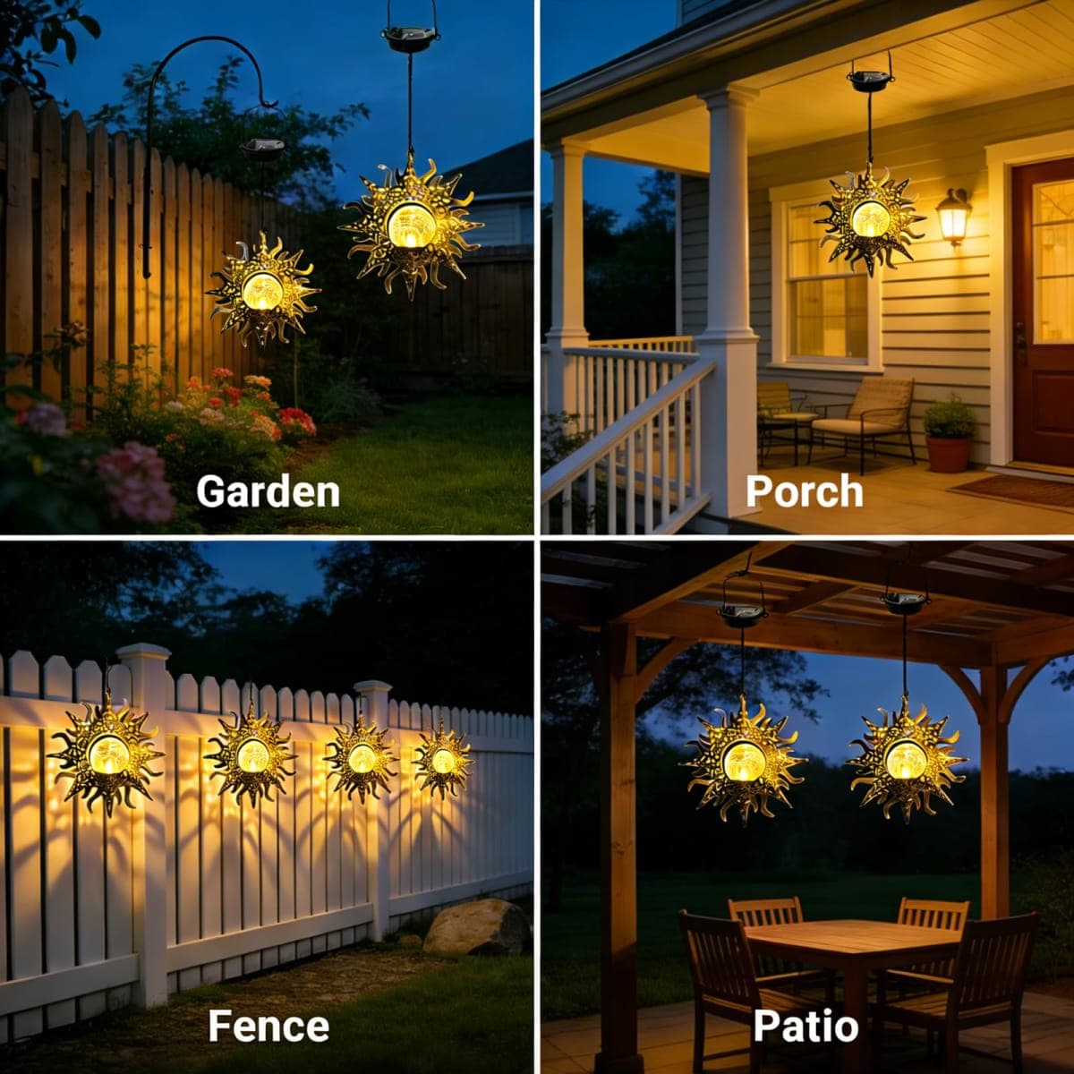 2Pack Solar Garden Hanging Sun Lights thumbnail 5